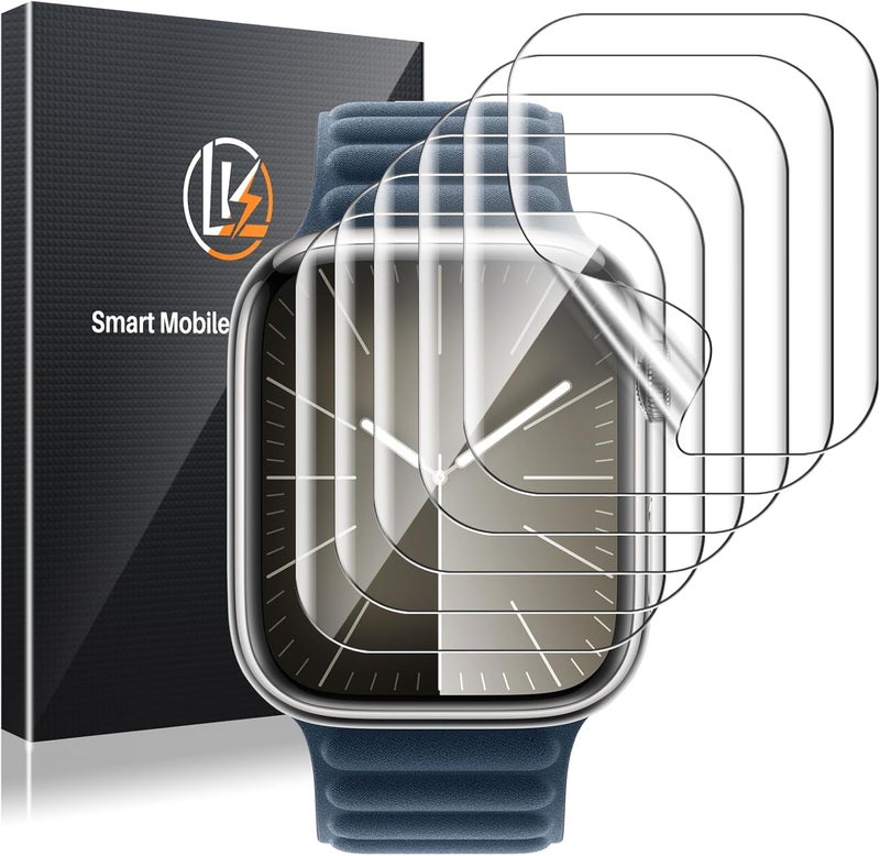 LK 6 Pack Apple Watch Series 9 Series 8 Series 7 41mm Screen Protector, [Self-Healing] TPU Film, Anti-Scratch, Ultra-Thin Screen Protector Designed for iWatch 9/8 / 7 41mm, Clear - Image 1